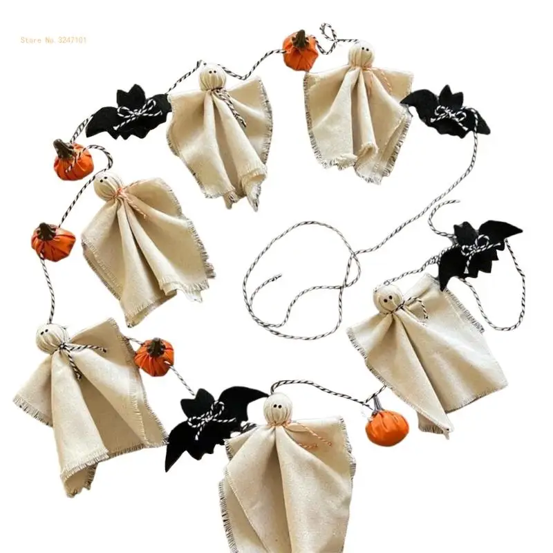 

Spookys Halloween Garlands with Cotton Ghosty, Pumpkins, Bats for Indoor Display Dropship