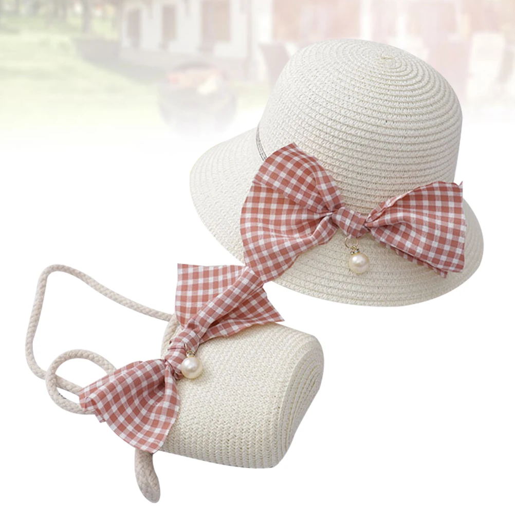 

Straw Sun Hat for Kids Baby Girls Beach Child Wide Brim Lightweight UV Protection Breathable Straw Cap White Child Sunshade Hat