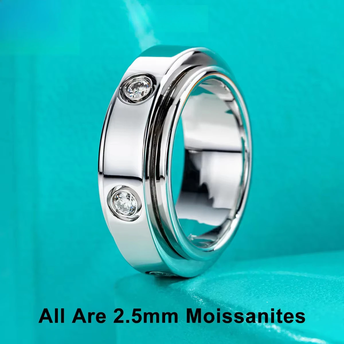 FCGJHW Moissanite Spinner Ring 14k Plated 2.5mm D Color VVS1 Moissanite Wedding Band Fidget Spinners Rings Unzip Jewelry 2026