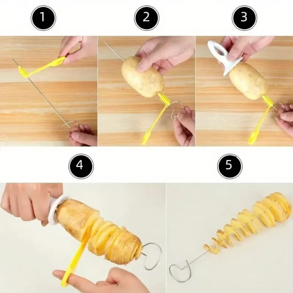 ‌Tornado Potato Spiral Cutter Whirlwind Potato Twisted Slice Potato Slicer DIY Chips Maker Vegetable Spiral Slicer