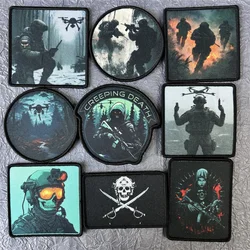 Skull Patch on Clothes Printed Morale Badge Tactical and Military Accessories Hook and Loop Patches Backpack Stickers Armband