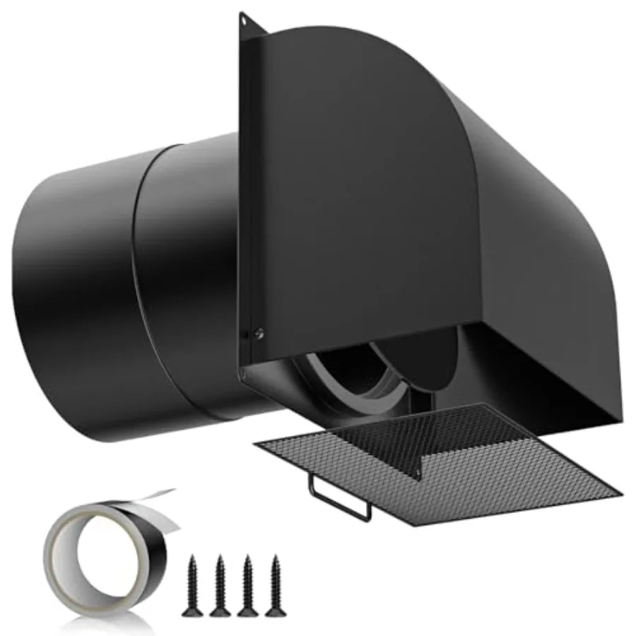 

Upgraded] 6 Inch Hooded Wall Vent with Magnetic Seal Flap and Removable Mesh Arc-Shaped 6'' Exhaust Vent Cover Cap for Kitchen
