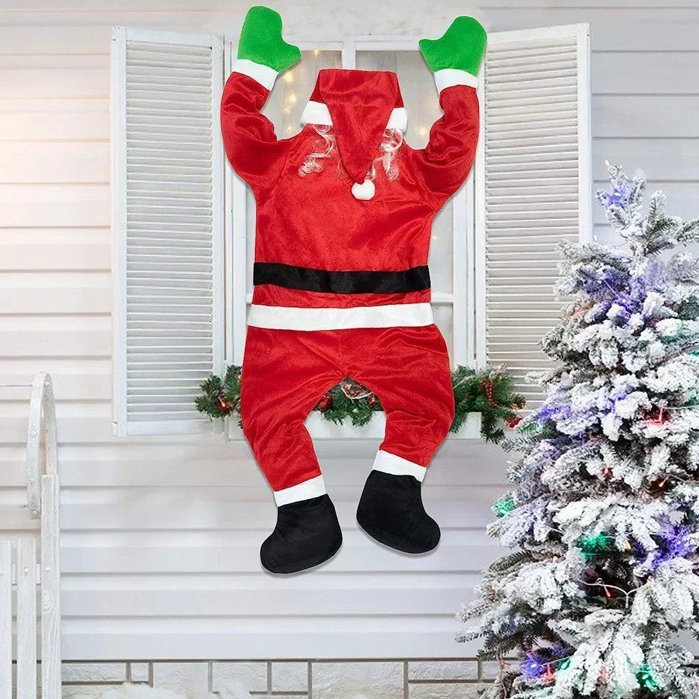 Santa Claus Plush Suit Climbing Window Balcony Roof Chimney Hanging Merry Christmas Gift Holiday Decoration Hanging 2024 navidad