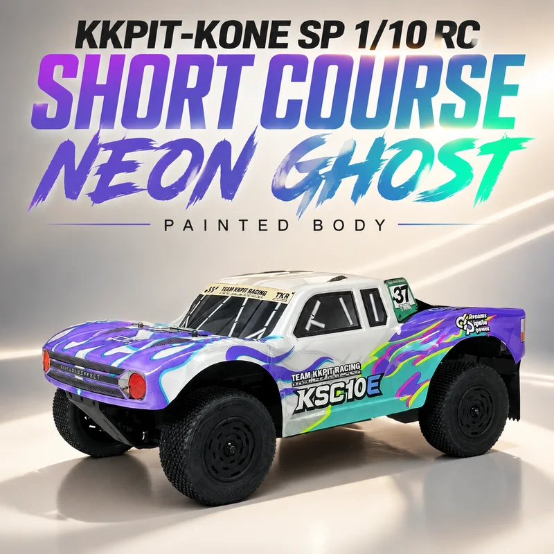 New 1/10 KKPIT-KONE SP Cyclone Neon Ghost Coating Remote Control 4WD Off-road Vehicle Electric RC Short Truck K1 Frame Model Toy