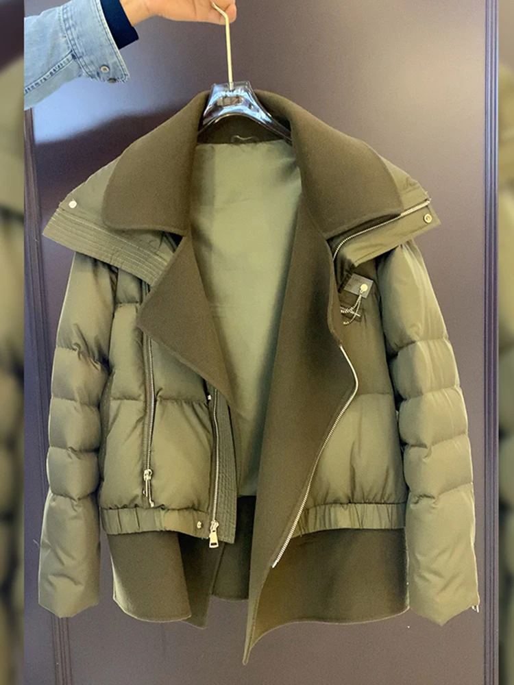 Ay lã retalhos ort terno feminino sle down jaet versão coreana alta quali inverno outerwear quente e sli