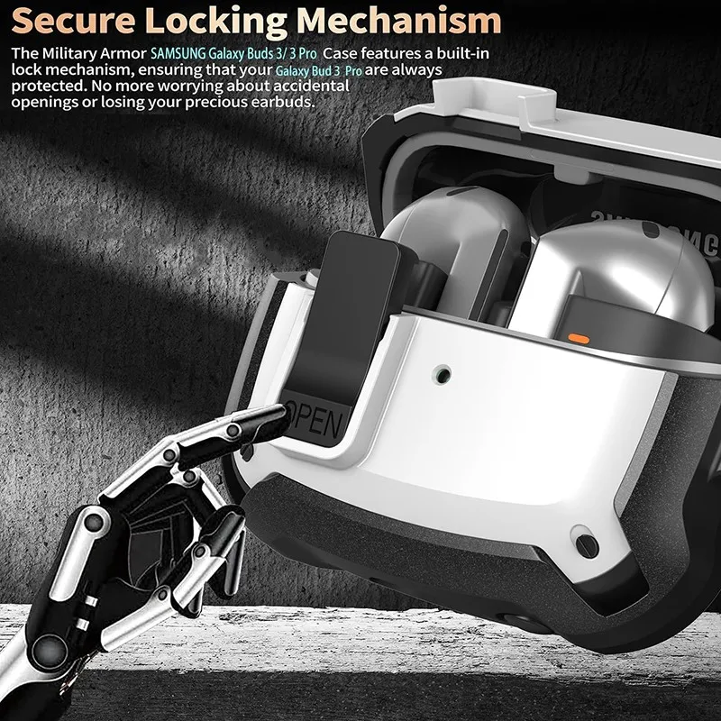 Segurança secuer lock caso do fone de ouvido para samsung galaxy buds 3 pro/buds 3 capa nova protetora sem fio bluetooth fone escudo