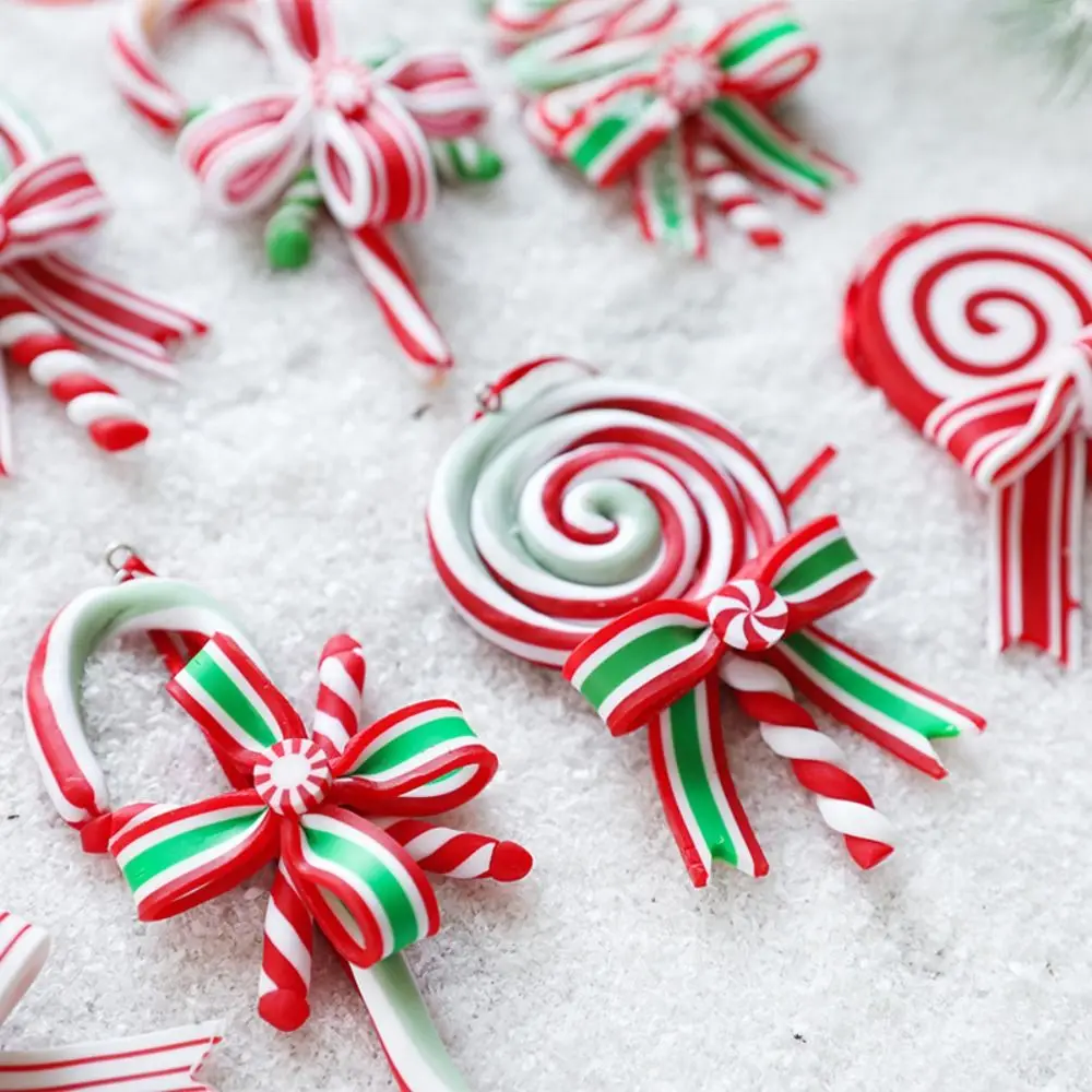 การ์ตูนคริสต์มาส Candy Cane เครื่องประดับเทศกาล Handmade Lollipop Xmas Decor ประณีตจี้ต้นคริสต์มาสปีใหม่ของขวัญ