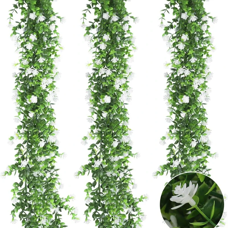 

NEW Artificial Eucalyptus Camellia Baby's Breath Vines Hanging Plants Plastic Plants Rattan for Home Garden Party Wedding Decor