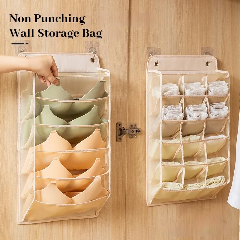 Non Punching Wall Storage Bag Underwear and Hanging Storage Household Storage Bag Wardrobe Dormitory Organizing Hanging Bag