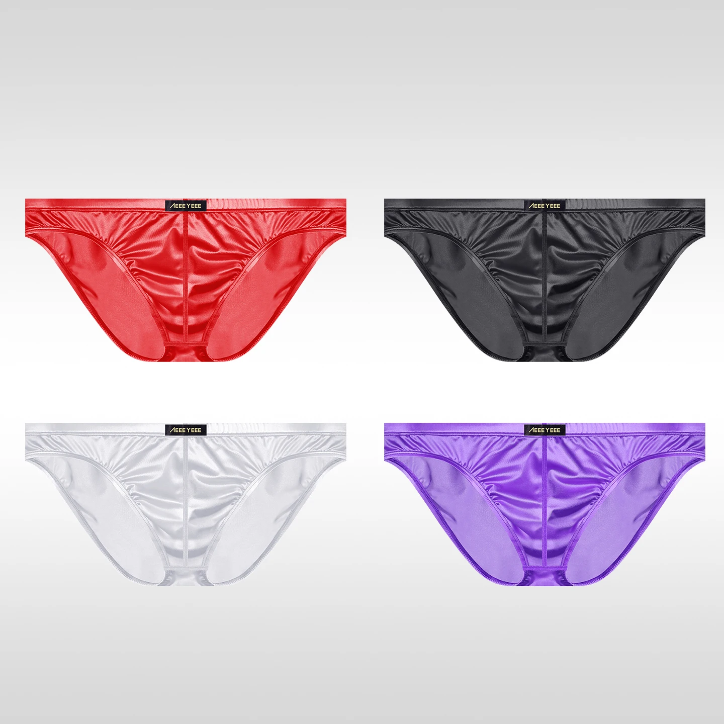 Celana Dalam Pria Bahan Sutra Es Sensual Lembut Seperti Sutra Ultra Tipis Bernapas Berkilau Satin Model Low-Rise U-Cut