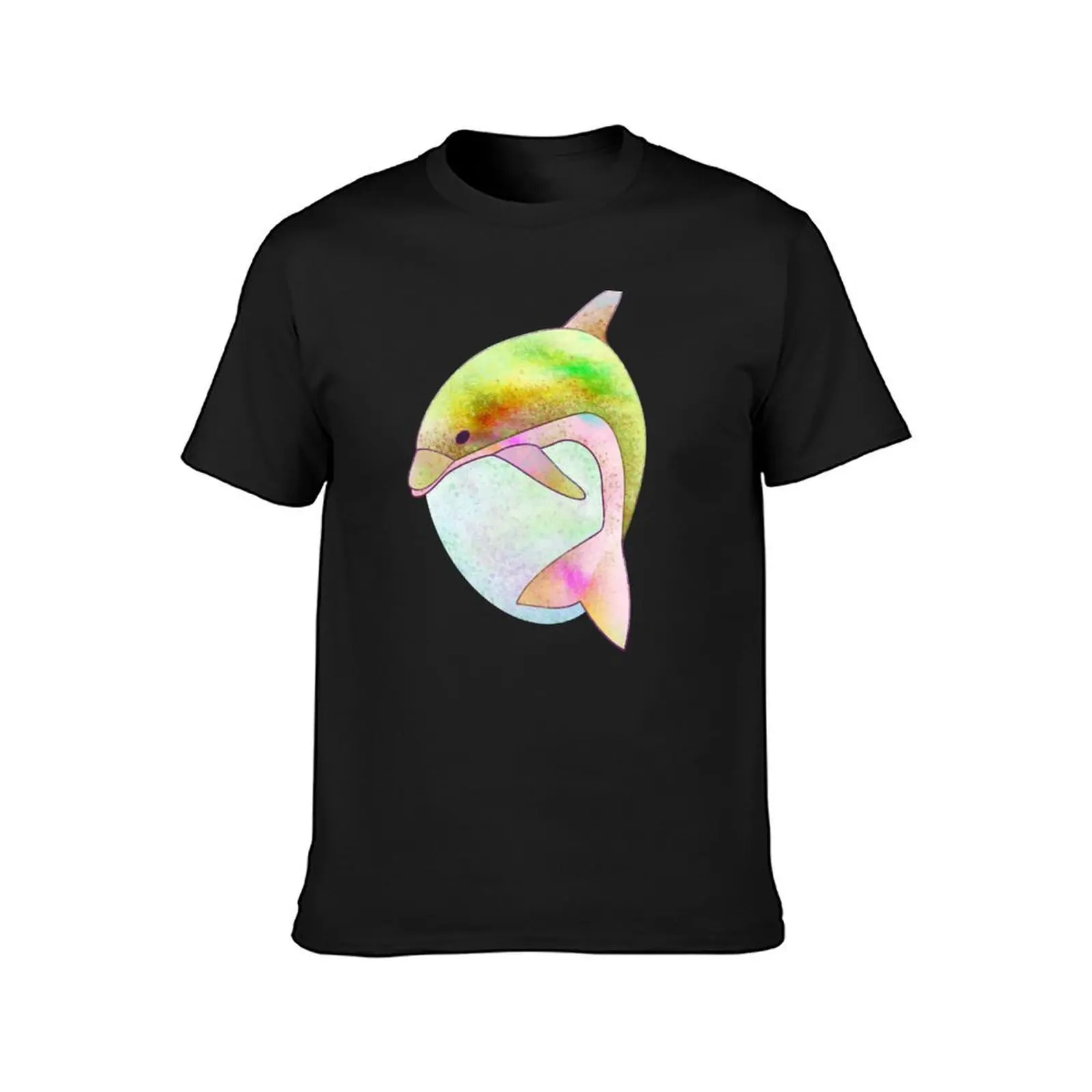 Tie Dye Dolphin Yellow T-Shirt man clothes shirts graphic tees oversize t-shirts man blanks t shirt for men