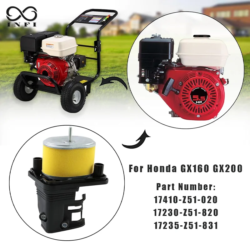 ชุดประกอบตัวเรือนกรองอากาศพร้อมไส้กรองอากาศ 2 ชิ้น แบบสองชิ้น ใช้ได้กับเครื่องยนต์ฮอนด้าซีรีส์ GX เครื่องตัดหญ้า