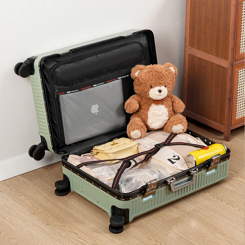 Valigia con password con telaio in alluminio per uomo/donna Ruote multidirezionali silenziose di grande capacità Valigia da viaggio da 20 pollici