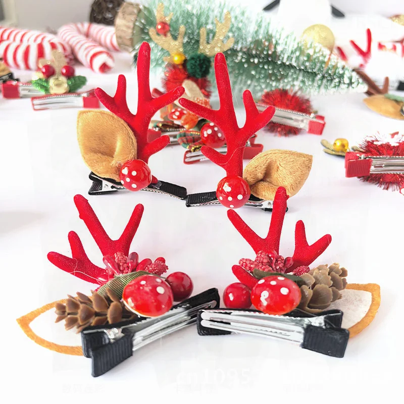 

Christmas Decorative Hairpin Red Antler Bell Adult Children Holiday Party Decoration Cartoon American Style Modern Minimalist