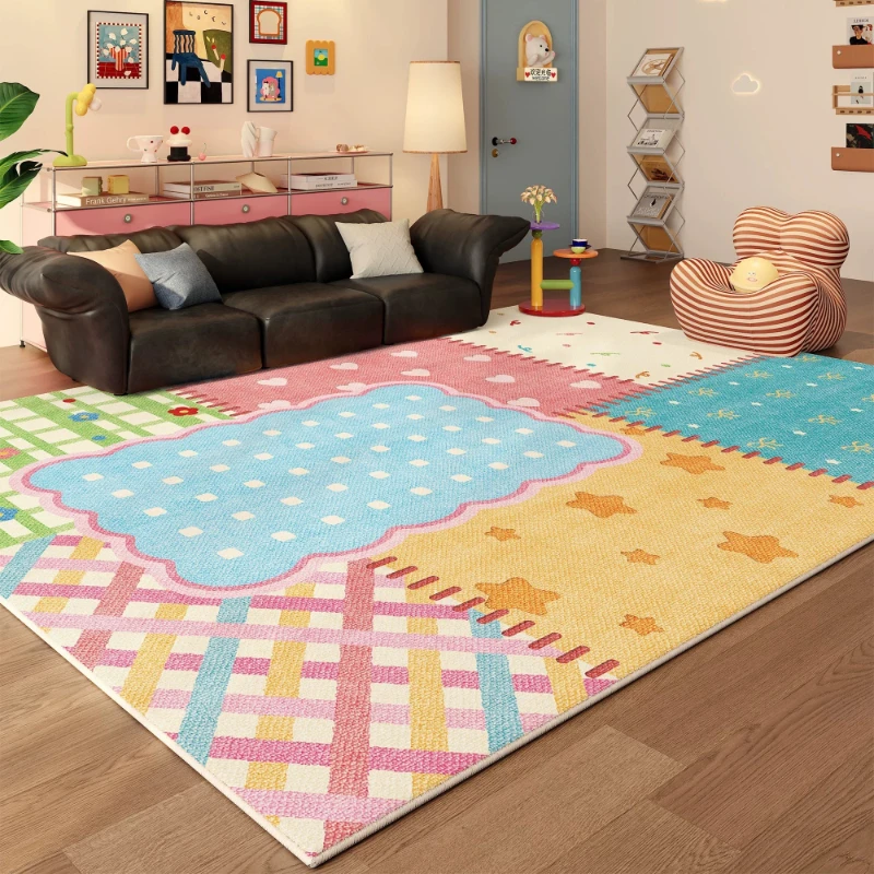 Large Living Room Carpet Soft Fluffy Floor Mat Dopamine Rug Bedroom Bedside Foot Mats Vintage Style Home Decoration Rugs 거실 카펫