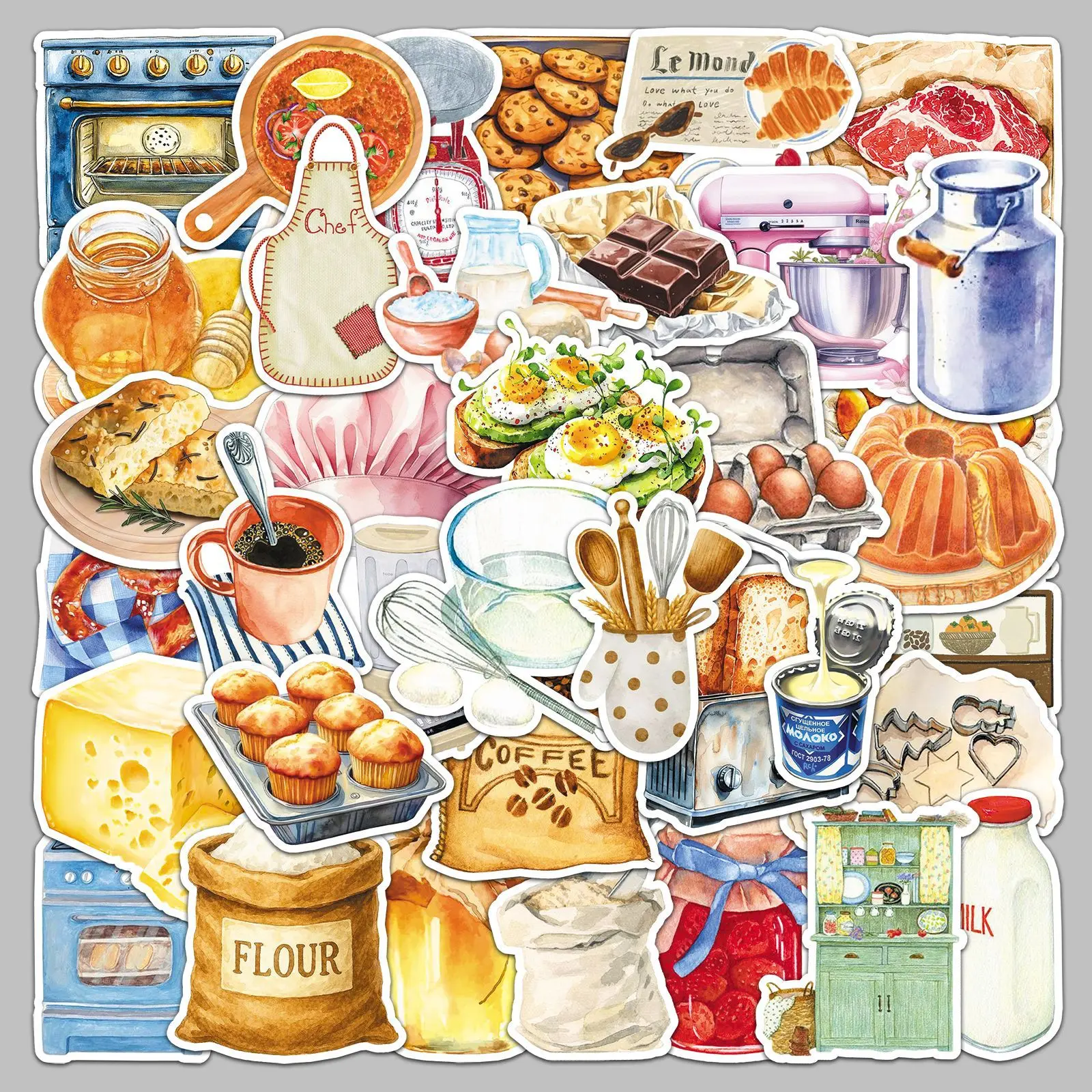 

50PCS Baking Time Healing Refreshment Cartoon Sticker DIY Decoration Waterproof Skateboard Notebook Graffiti Toy