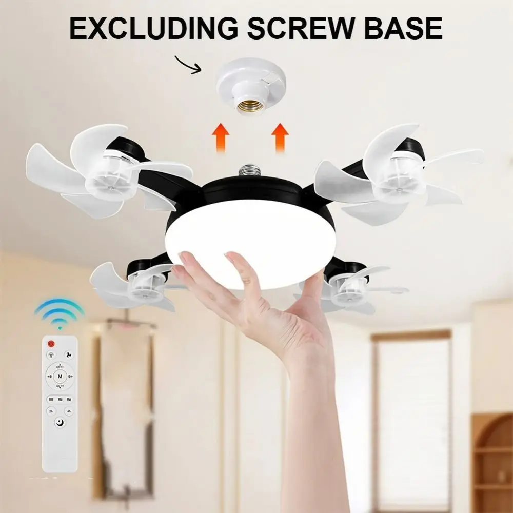 2 in 1 Ceiling Fan Remote Control 3 Gears Dimming Hanging Fan with LED Light Eye Protection Energy Saving Ceiling Lamp Bedroom