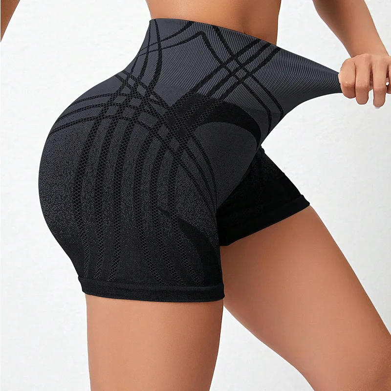 Nouveau pantalon de Yoga de Style européen et américain, pantalon de trois pouces dégradé, short de sport, Fitness, fesses pêche, taille haute, serré