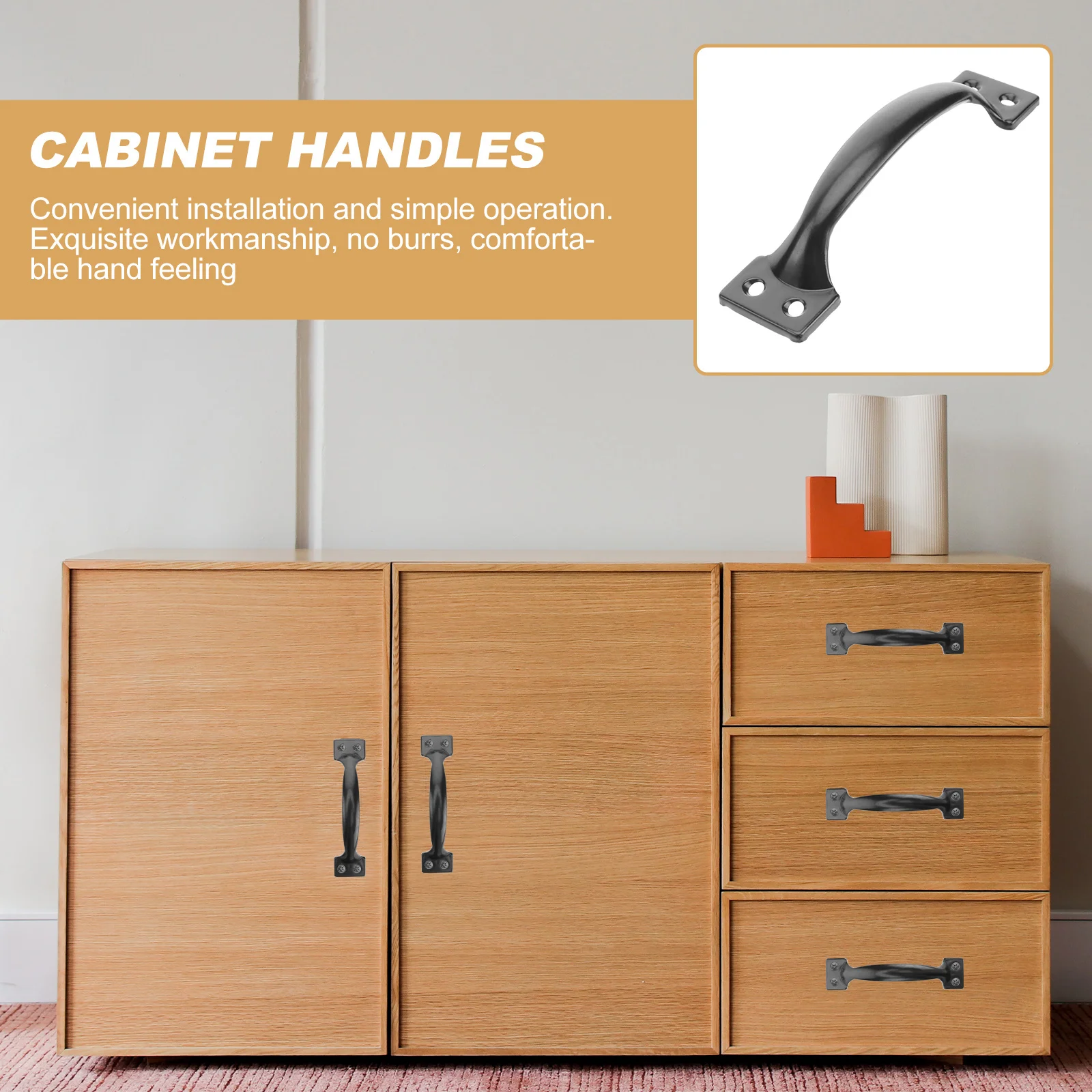 

10pc Black Cabinet Handle 6 Inches Arch Design Iron Pull For Drawer Wardrobe Closet Simple Furniture Hardware Knob