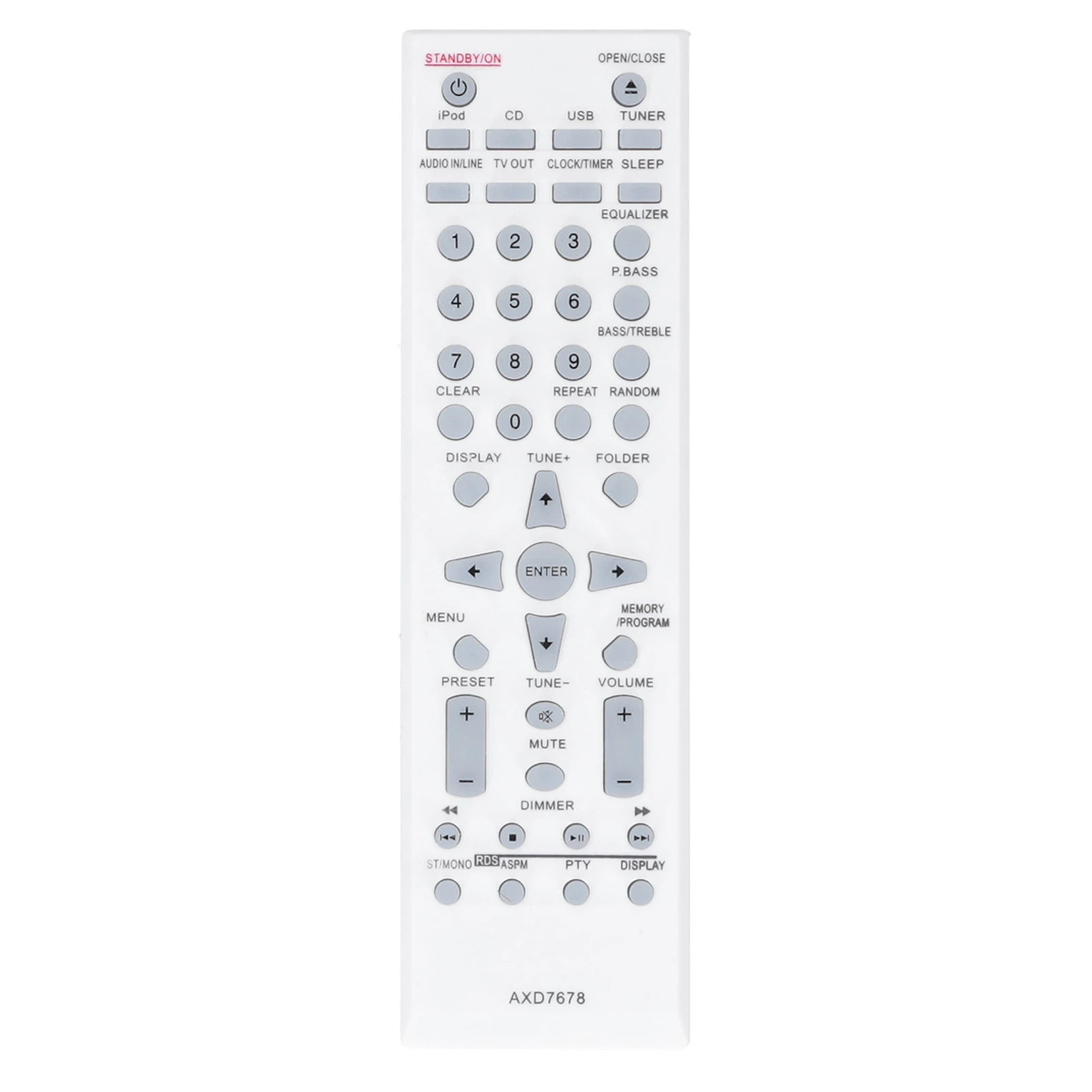 Audio Player Remote Control White Wear Resistant Audio Player Control Device Multifunction Battery Powered for  AXD7678