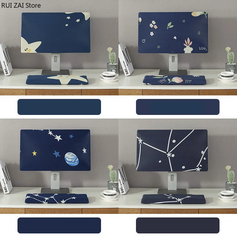 LCD Screen Protective Cover for Keyboard Host, Household Dust Cover, Printed Desktop Computer Dust Cover Suit, 19 \