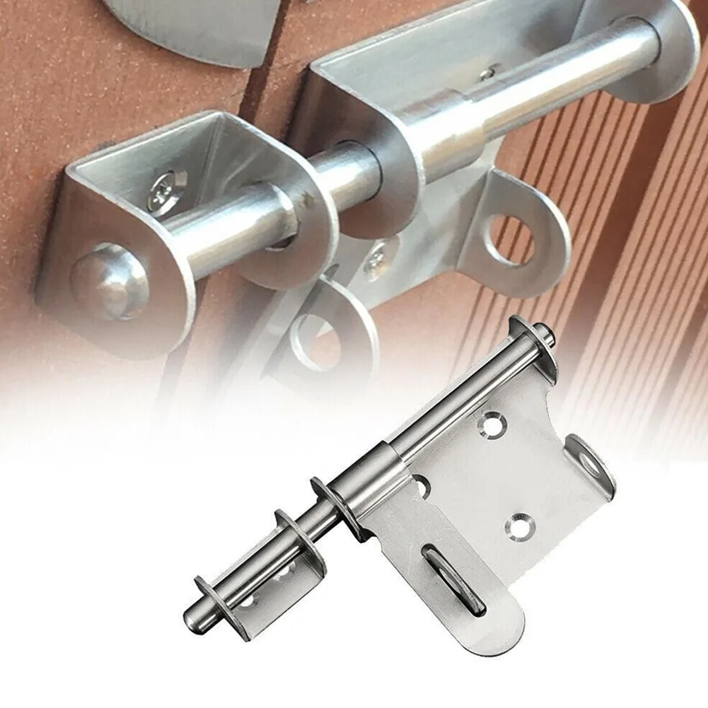 

Bolt Latch Padlock Brushed Stainless Steel Door Lock Hardware Heavy Duty Silver Tone For A Long Time High Quality