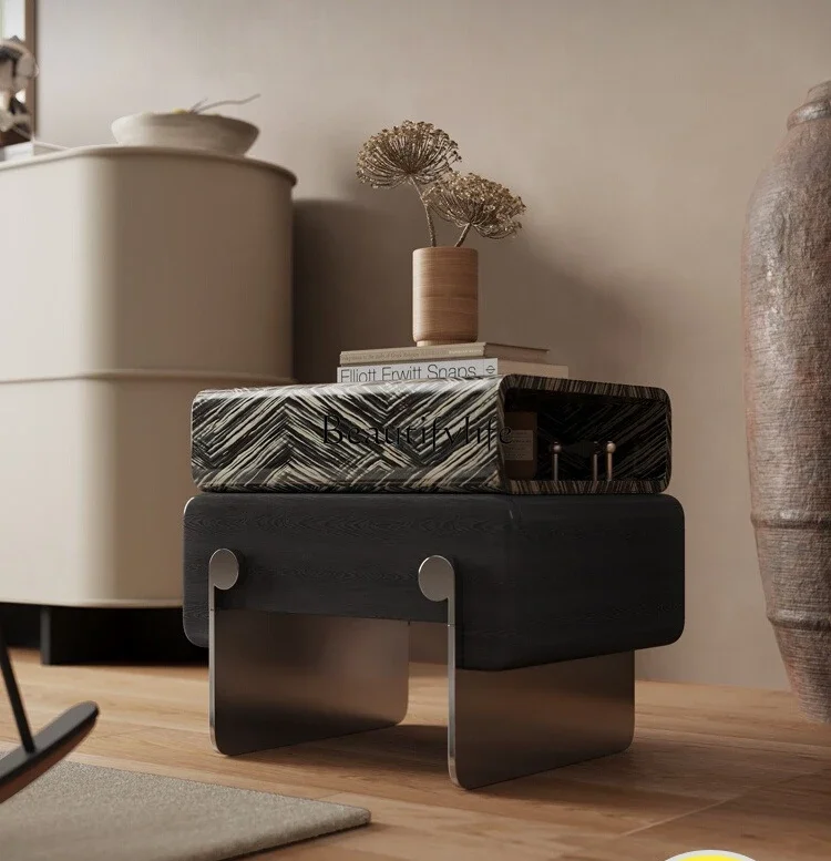 

FG11*Italian minimalist bedside table rotating ash veneer modern light locker