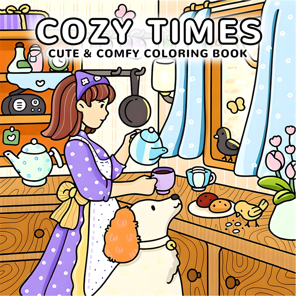  COZY TIMES Coloring Book for Adults Cute Comfy Daily Life Patterns Stress Relief Leisure Art Drawing Book Ideal Festival Gift