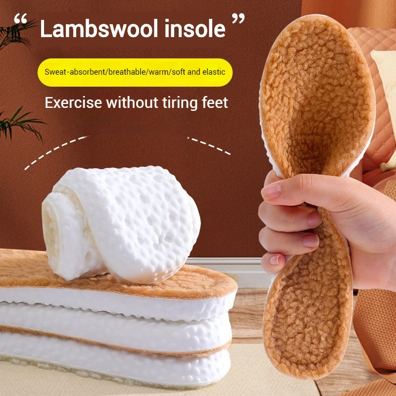 Winter Warm Super Soft PU Insole Comfortable Thick Plush Warm Insole Male and Female Self Heating Insole