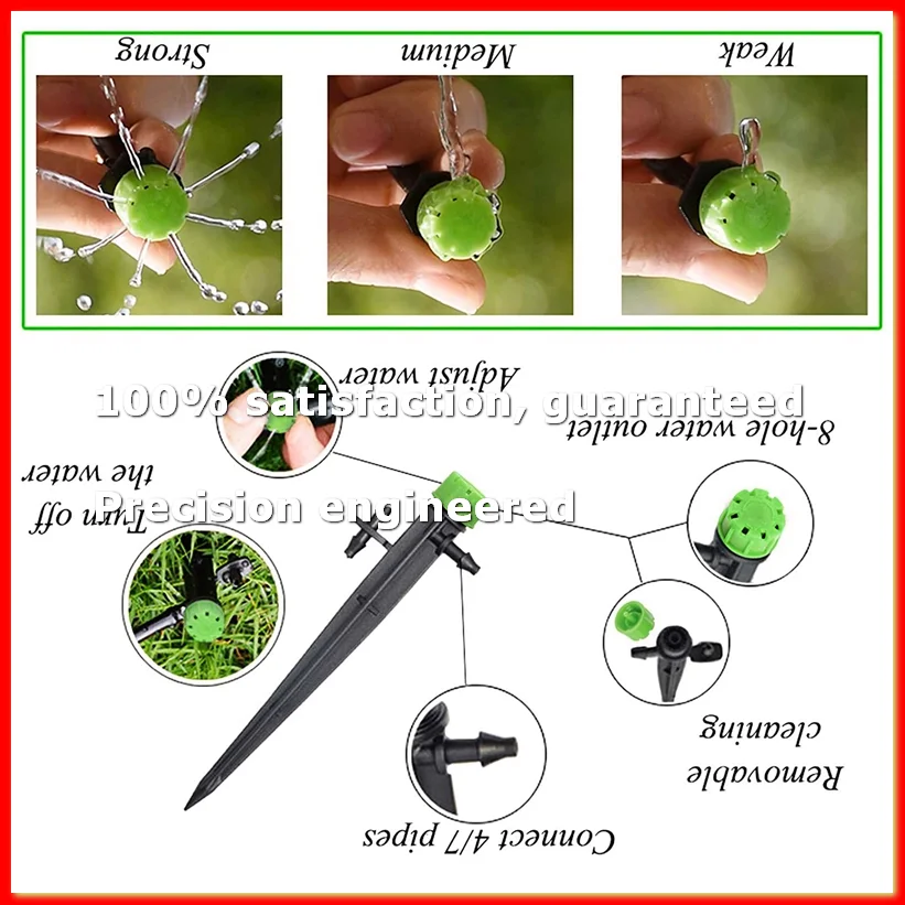 60 Pieces 360 Degree Adjustable Irrigation Drippers with Barbed Connector for 4/7 MM Tube, Water Flow Irrigation System-DTB1