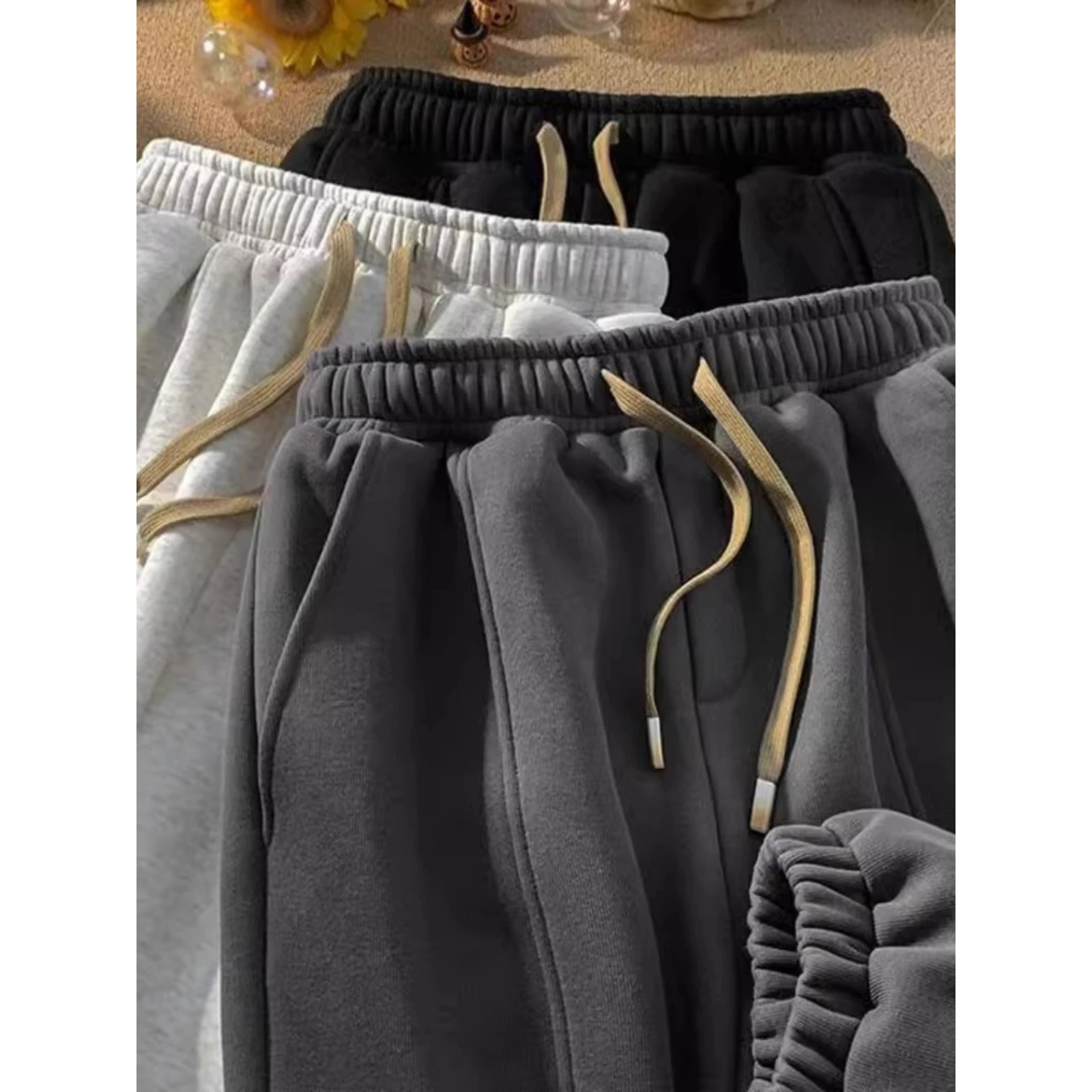 

Большие размеры, спортивные брюки Thiened на подкладке, мужские свободные спортивные штаны с манжетами, черные повседневные длинные брюки, осень-зима, американские...