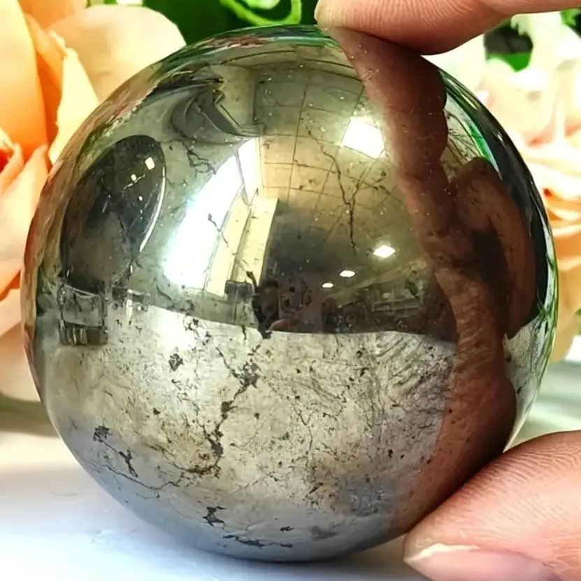 High Quality Natural Pyrite Sphere Ball, Crystal Ball Polished Stone Mineral Collection Gemstones For FengShui Home Decor Gift