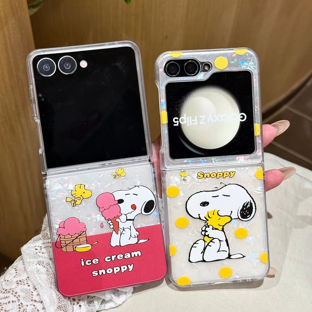Cute Cartoon Peanut Snoopy Phone Case For Samsung Galaxy Z Flip 8 7 6 5 Case Soft TPU Back Cover For Z Flip 3 4 Cover - view 2