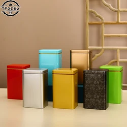 Metal Retro Square Tea Can Candy Food Storage Case Spices Sealed Packaging Box Tinplate Empty Cans Container Storage Box