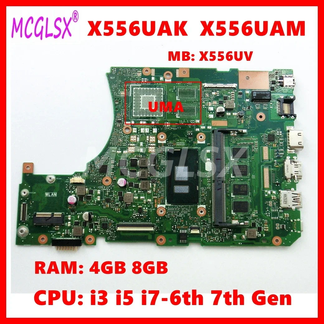 X556UA Mainboard For ASUS X556U X556UA X556UAK X556UAM X556UV X556UQ X556UQK K556U K556UQ K556UQK X556UR X556URK Motherboard