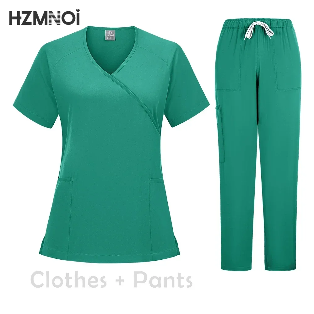 Multicolor Unisex Workwear Short Sleeve Pocket Top+Straight Pants Hospital Doctor Nurse Uniforms Dental Surgery Scrub Set S-XXL