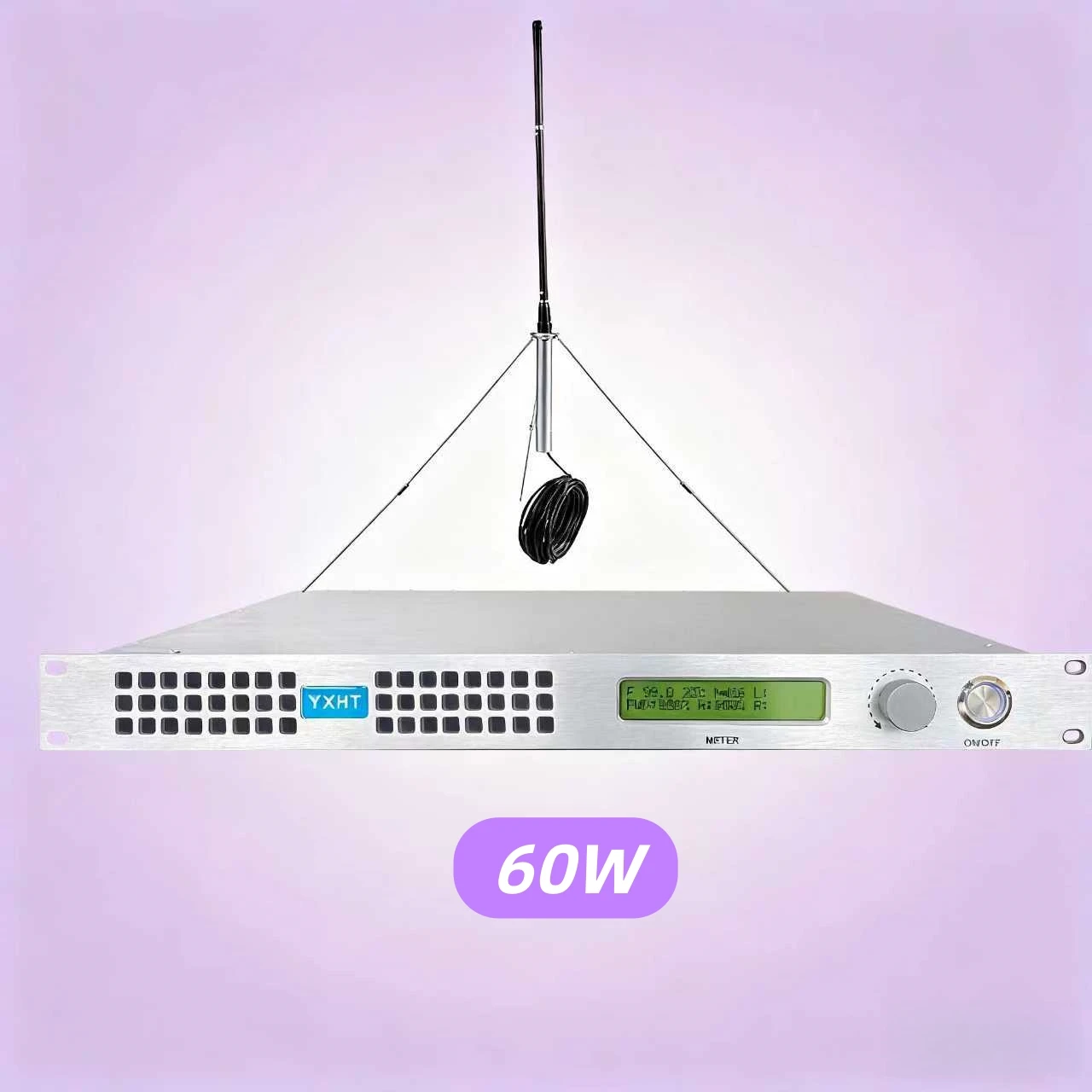 

100-240V Universal Voltage YXHT-60W FM Transmitter, CD-Quality Sound, Energy-Saving, MPX/L/R Inputs for Church, Community