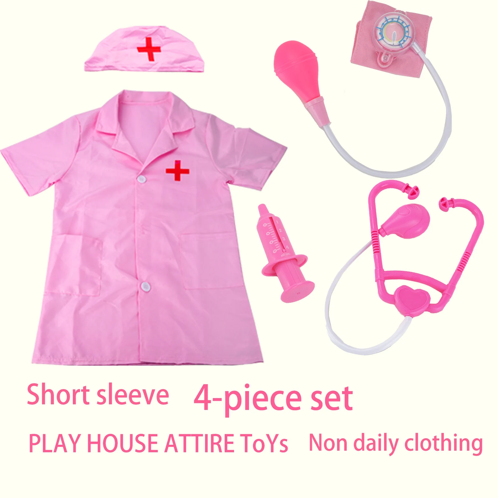 Children'S Family Doctor Suit Short/ Long Sleeved Stethoscope Syringe Nurse Role-Playing Simulation Blood Pressure Monito Toys