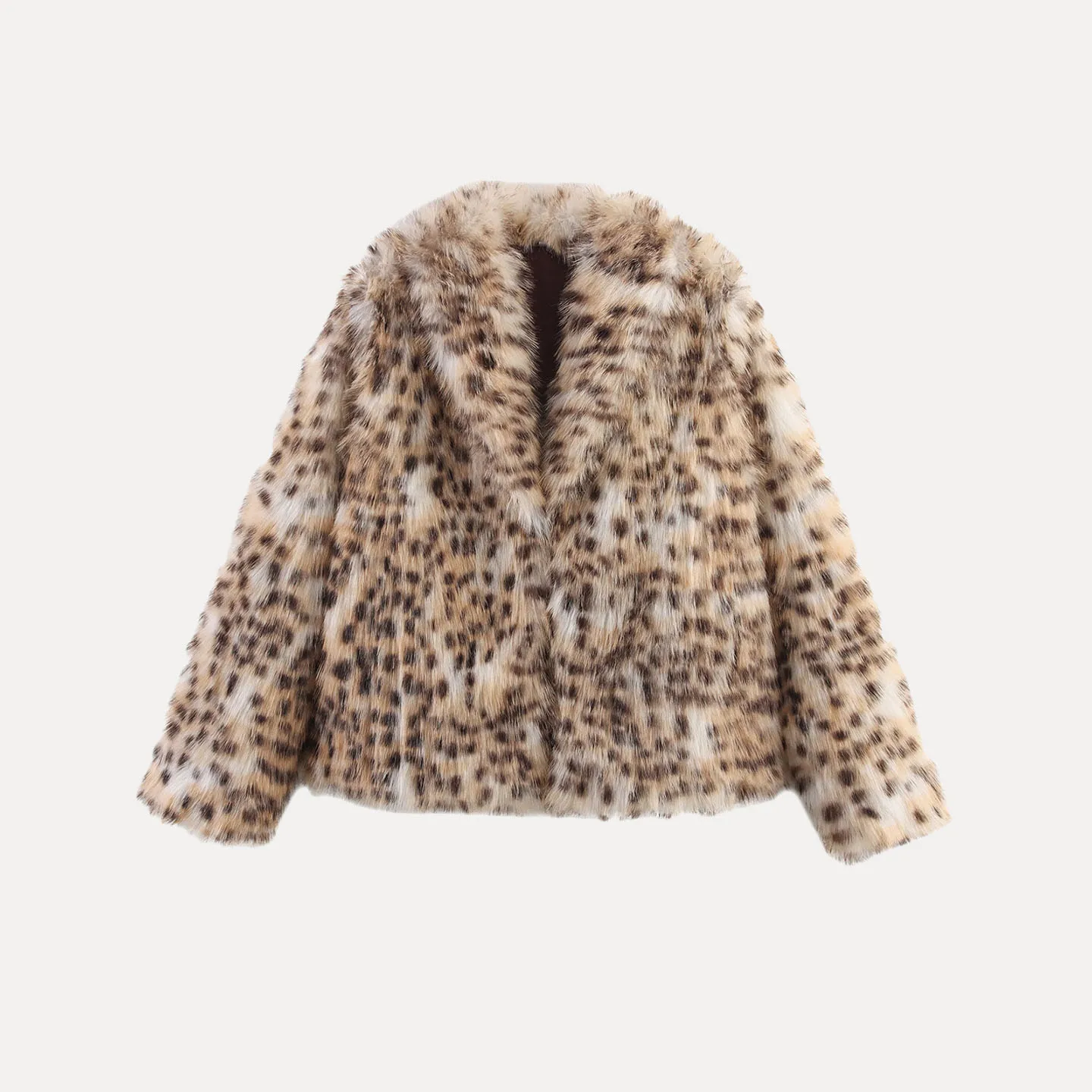 패셔너블한 레오파드 프린트 인조 모피 코트 롱 플러스 여성용 슬레 가을 2025 신상품 엘리 유스 스탠드 핏