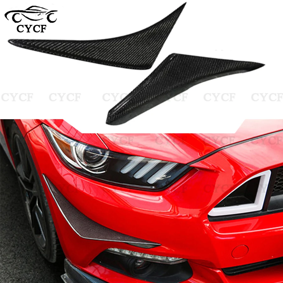 For Ford Mustang 2015-2020 High quality Carbon Fiber Front Bar Wind Knife Trim Cover Car Decoration Retrofitting Accessories