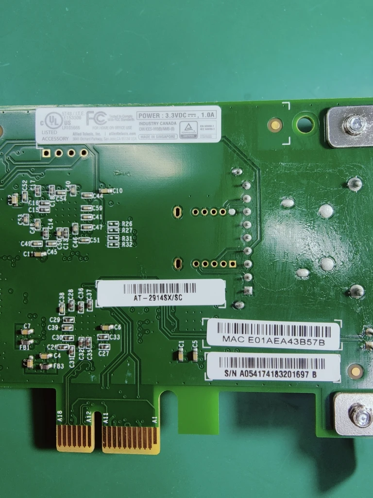 For Allied Telesis AT-2914SX/SC 1000Base-SX PCIE Dual Port Fiber Card