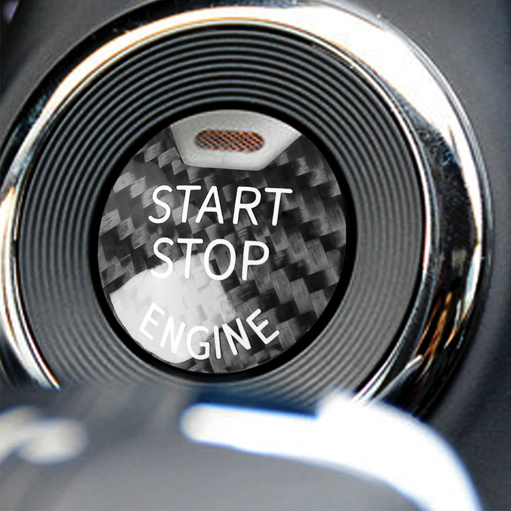 Car One Key Engine Start Stop Push Button Cover Sticker Carbon Fiber Auto Interior Decorative Knob Decals for Nissan Infiniti