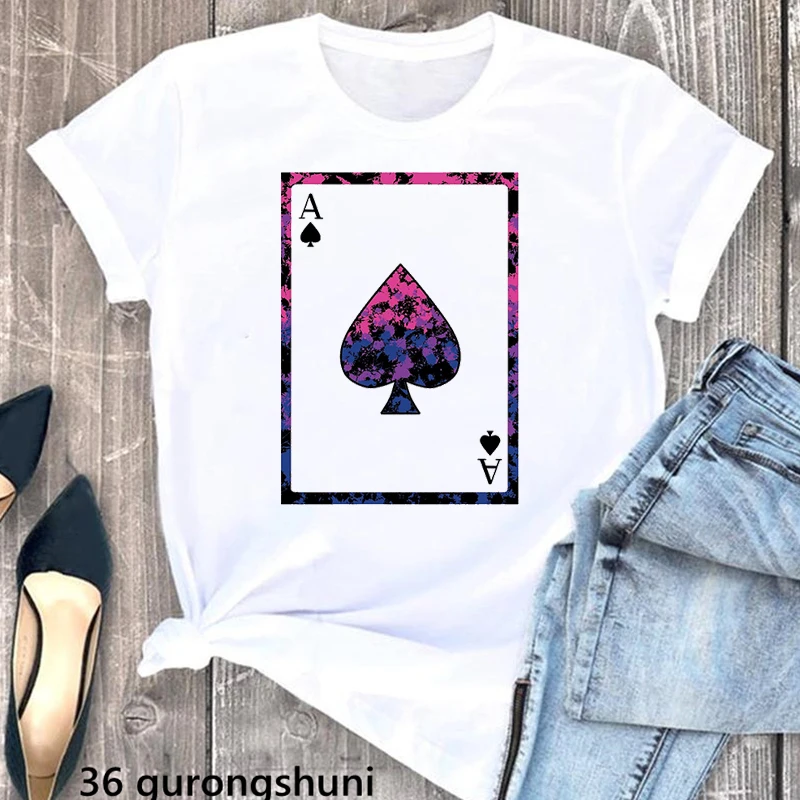 

Ace Of Spades Bisexual Pride Print Tshirt Women Clothes 2024 Funny Lgbt T Shirt Femme Harajuku Shirt Summer Tops Tee Shirt