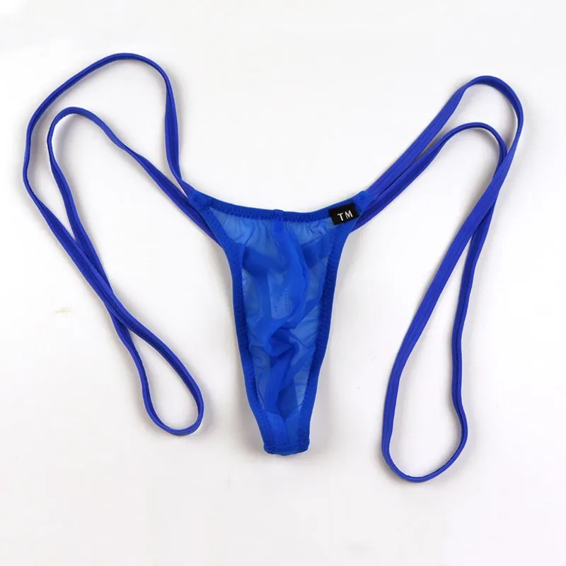 Men's Mesh Sheer Thong Underwear, Ultra Thin Strap Low Rise U Pouch Sexy G-string, Breathable See Through Mesh Male Underpants
