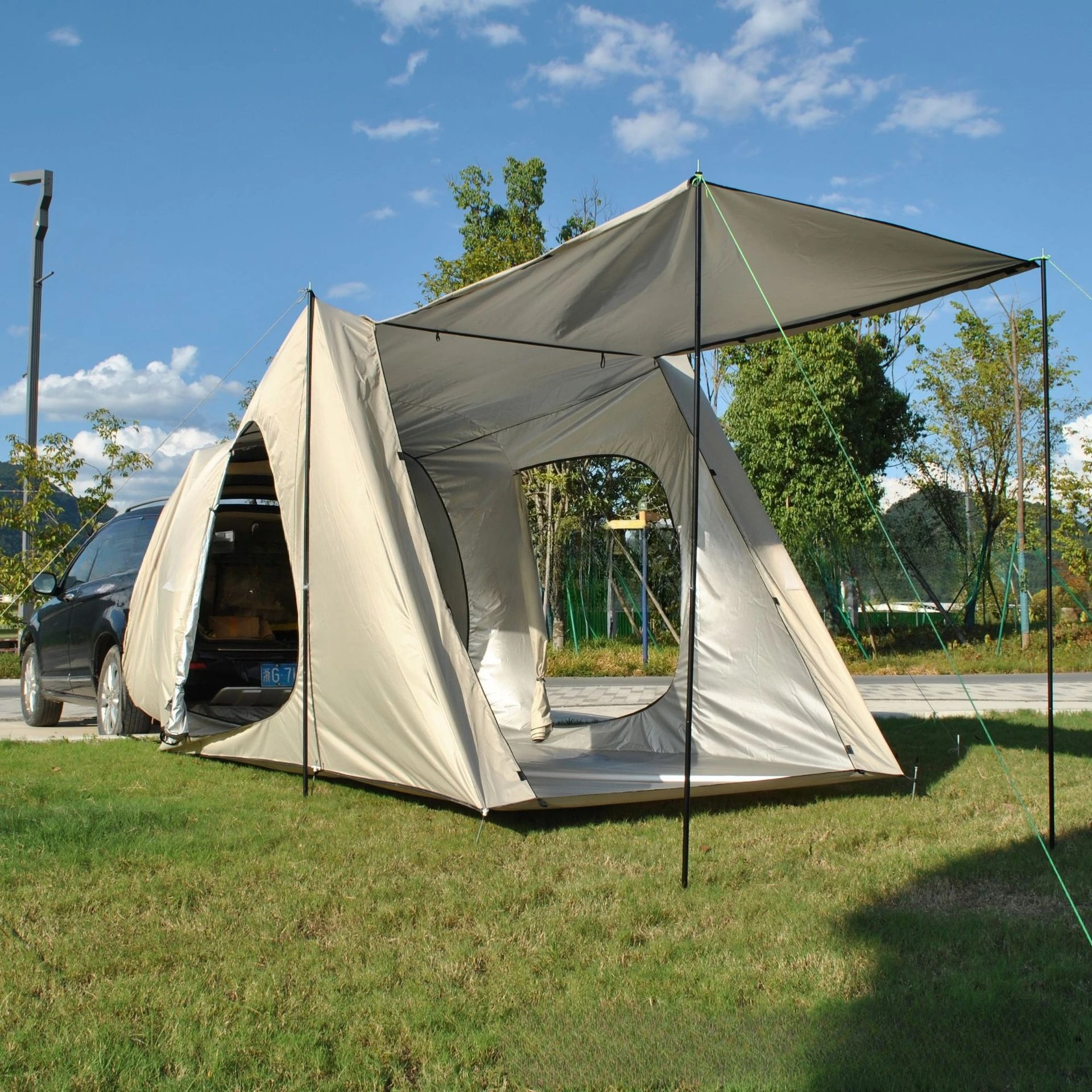 Outdoor camping rear tent connected to rear air conditioning tent, self-driving tour rear tent