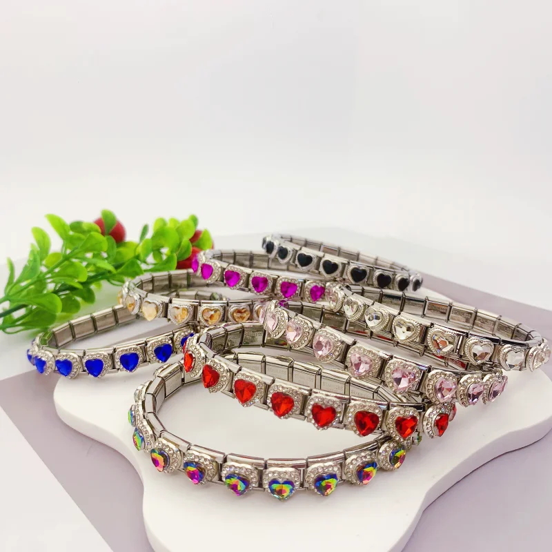 Fascino italiano in stile pietra preziosa colorata di nuova moda, adatto per bracciale in acciaio inossidabile con collegamento da 9 mm, modulo fai da te per donna e uomo, creazione di gioielli