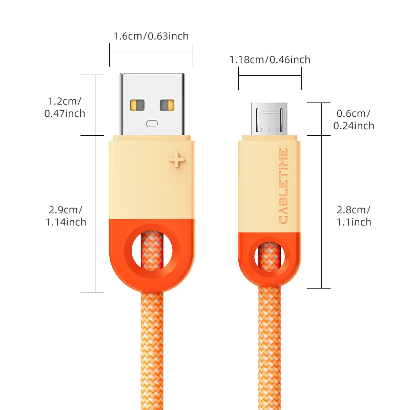 CABLETIME USB A to Micro B Cable 3A Fast Data charge Phone Cable for Xiaomi 10 Redmi Huawei LG Oneplus Fast Charge