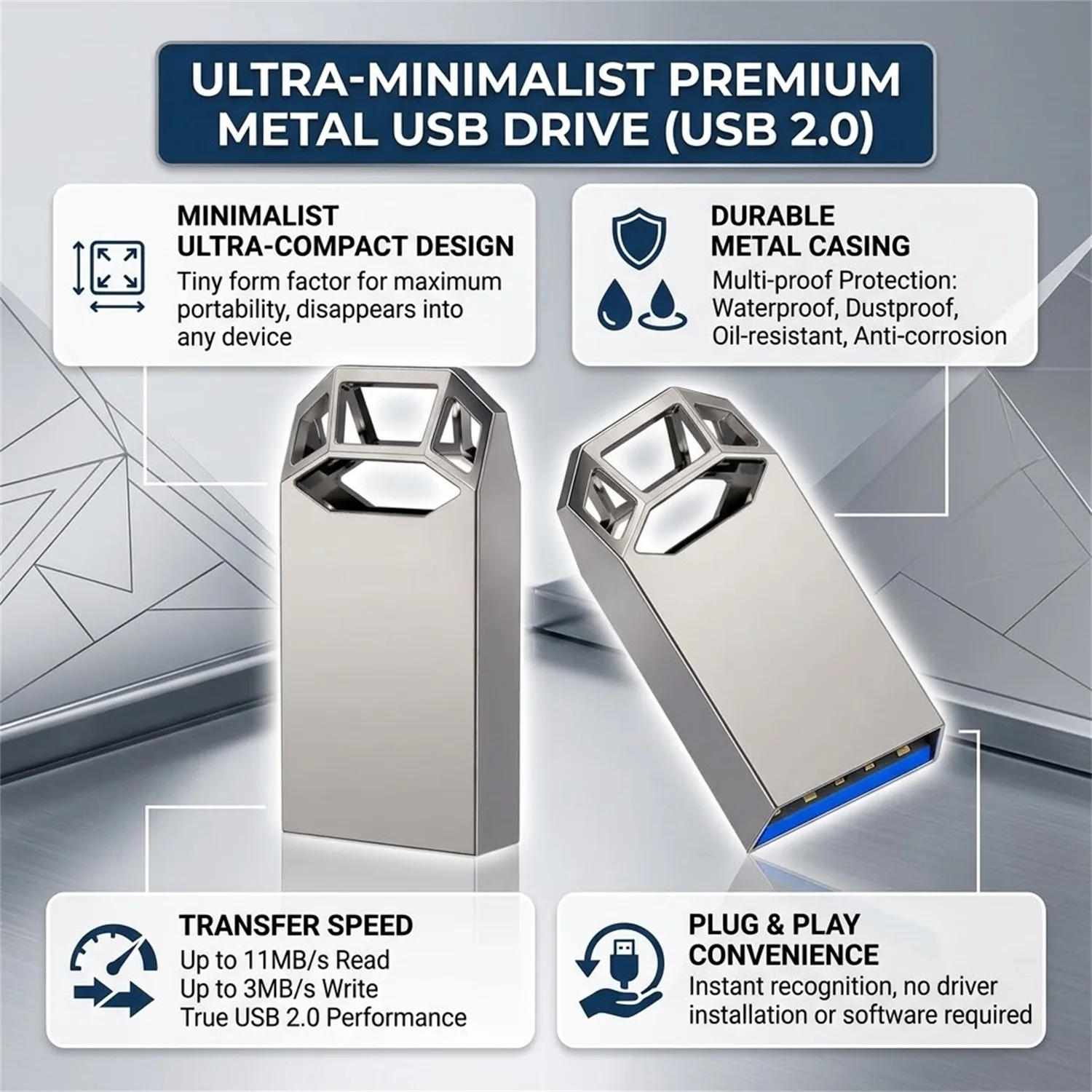 Mini Usb Flash Drive Super Tiny 64GB 32GB 16GB 8GB Pen Drive Usb 2.0 Pendrive Memory Stick Waterproof USB Flash Disk Gift