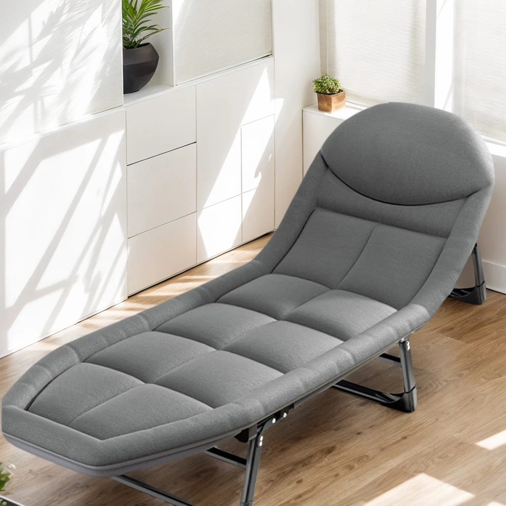 Chaise longue pliante portable avec dossier, lit simple, fauteuil inclinable, extérieur, pelouse de plage, camping, RapDuty