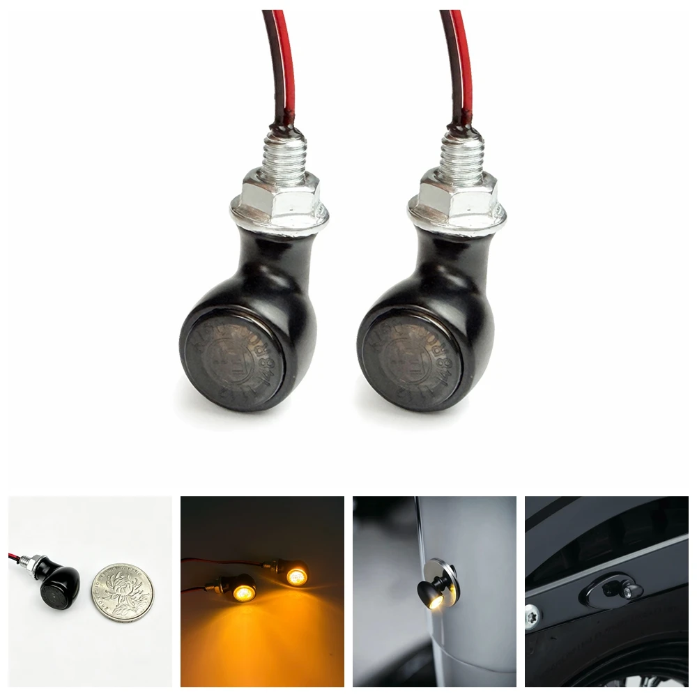 Super Mini Bullet Turn Signal Light E Marked Motorcycle Indicator Amber Winker Lamp Steering Warning Light for Cafe Racer
